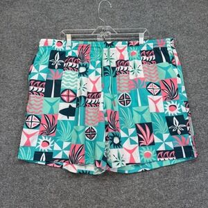 RSVLTS Swim Trunks Men 3XL‎ Teal Pink Geometric Tropical Shark Board Shorts